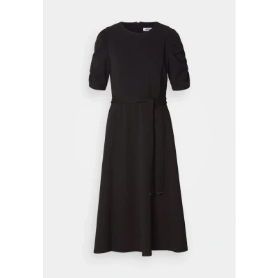 Abbildung von DKNY Damen Midi Hemdkleid mit geknoteten Ärmeln Robe, Schwarz/Schwarz Slvr, 38