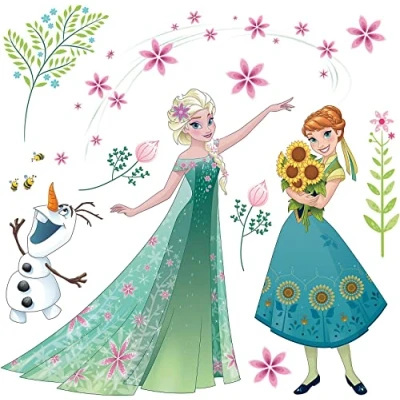 Abbildung von Komar Fenstersticker Frozen Flower Größe 31 x cm, 2 Bogen Fensteraufkleber, Kinderzimmer, Mädchen 16407 Bunt