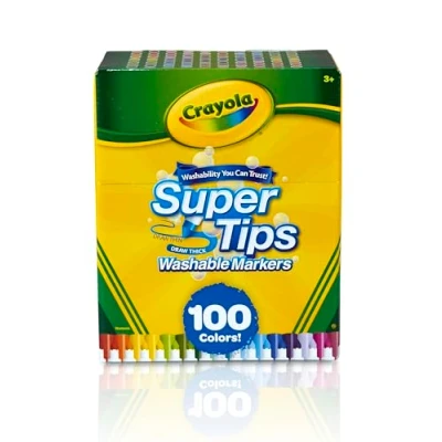 Abbildung von Crayola Supertips Filzstifte Kinder Auswaschbar, Malstifte Set in 100 verschiedenen Farbtönen, Ungiftige mit konischer Spitze, Bastel Set, Fasermaler Kinder, ab 3 Jahre