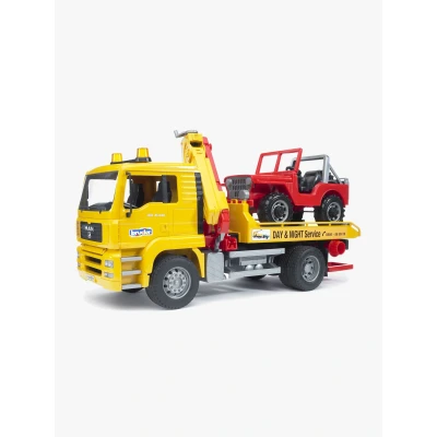 Abbildung von Bruder MAN TGA Abschlepp LKW mit Geländewagen 1:16