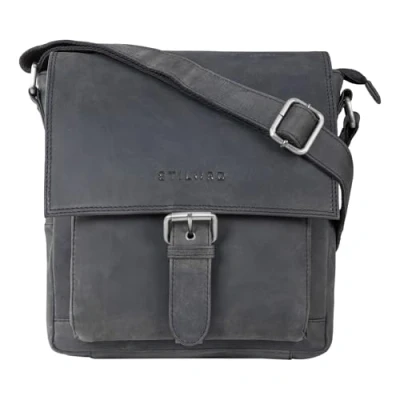 Abbildung von STILORD &#039;Nevio&#039; Herrentasche Leder Umhängetasche kleine Messenger Bag elegante Handtasche im Vintage Design Schultertasche für 10.1 Zoll Tablet iPad echtes Leder, Farbe:carbon grau