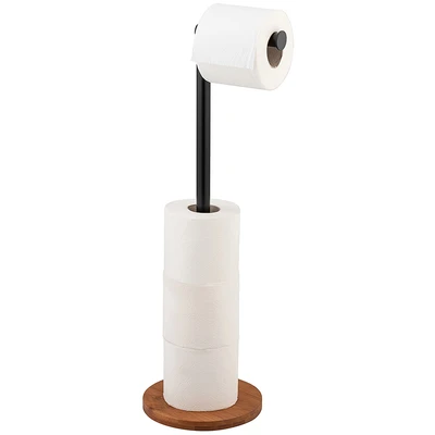 Abbildung von WENKO Toilettenpapierhalter »Modell 2 in 1 Serro«, zum Stellen für 4 Toilettenpapierrollen, Bambusplatte