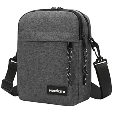 Abbildung von MOCOCITO Umhängetasche, Schultertasche für Herren, Kuriertasche aus Nylon, Messenger Bag Tägliches Leben Reise(Groß Leinenblau)