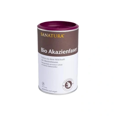 Abbildung von Sanatura Akazienfaser Pulver Bio 180 g wertvoller Ballaststofflieferant aus Akazienfasern lösliche Ballaststoffe vegan, glutenfrei und fructosefrei gut verträglich