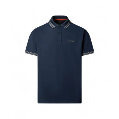 Abbildung von Hackett London für Herren. HM5600231 Polo Micro Tip marineblau (XXL), Lässig, Baumwolle, Kurzarm