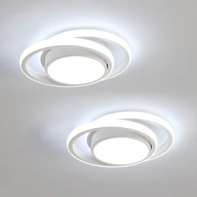 Abbildung von Comely 2 Stück LED Deckenleuchte für Schlafzimmer, Küche, Flur, 32 W 2350LM Deckenlampe Moderne, Runde Lampe Decke, Kaltweiß 6500K, Durchmesser 28cm, Weiß