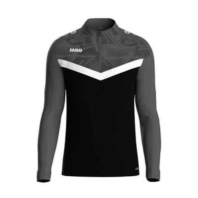 Abbildung von JAKO Ziptop Iconic Langarmshirt, Herren, Größe: 44, Schwarz/anthrazit