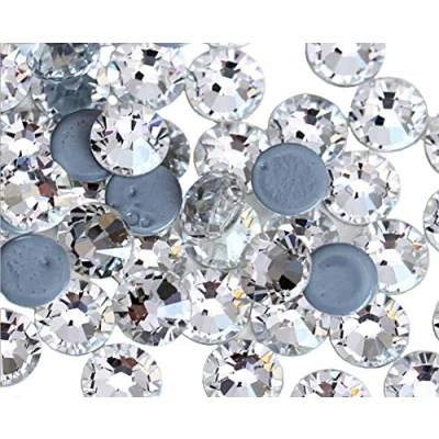 Abbildung von Jollin Hot Fix Kristalle Flacher Rückseite Strasssteine Glas Glitzersteine Nagelkunst Edelsteine Runde Diamant Gems, SS12 1440pcs, Hotfix Crystal Clear