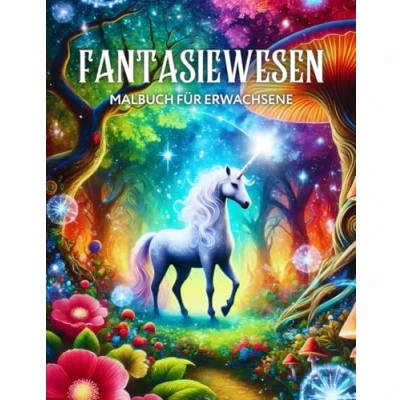 Abbildung von Fantasiewesen Malbuch für Erwachsene: Fantasy Ausmalbuch mit Feen, Drachen, Einhörnern, Meerjungfrauen, Gnomen und vielen anderen magischen Kreaturen