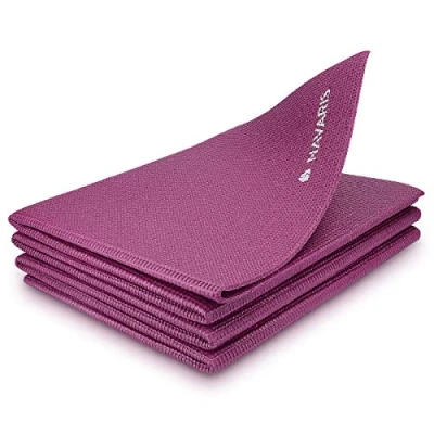 Abbildung von Navaris Klappbare Yoga Matte Fitnessmatte 4mm Sportmatte Fitness Pilates Sport Gymnastikmatte rutschfest Reise Yogamatte faltbar versch. Farben