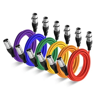 Abbildung von NUOSIYA XLR Kabel 6m 6 Farben Mikrofon Splitterkabel Adapter, 3 Pin Stecker auf Buchse Mikrofonkabel für Mikrofon, Verstärker, Mischpult, Lautsprecher