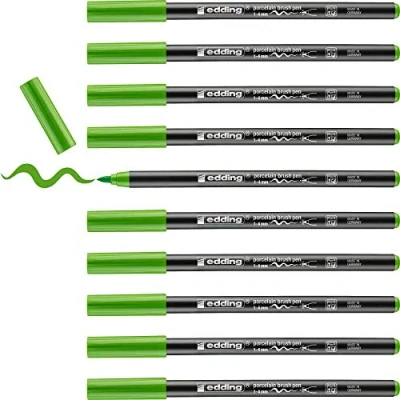 Abbildung von edding 4200 Porzellanpinselstift hellblau 10 Stifte Pinselspitze 1 4 mm Filzstift zum Beschriften u. Dekorieren von Keramik, Porzellan spülmaschinenfest, lichtechte Tinte, schnell trocknend