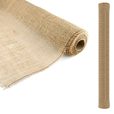 Abbildung von D.RECT Juteband Natur Braun Rolle 100x500cm 100cm Breit Jute Geschenkband Vintage Dekoband Hochzeit Jutestoff für Floristik und Dekoration