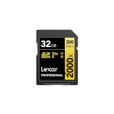 Abbildung von Lexar Professional 2000x SD Karte 32GB, SDHC UHS II Speicherkarte ohne Lesegerät, Bis Zu 300MB/s Lesen, Class 10, U3, V90 für DSLR, Videokameras in Kinoqualität (LSD2000032G BNNAG)