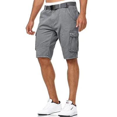 Abbildung von Indicode Herren Monroe Cargo Shorts inkl. Gürtel Bermuda Männer Sommerhose aus Baumwolle Iron M