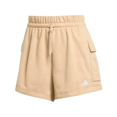 Abbildung von adidas Damen Essentials SMALL Logo French Terry Cargo Shorts, Warm Sandstone/White, M