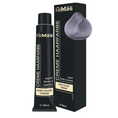 Abbildung von FemMas Haarfarbe Pure &amp; Mix Silber I Professionelle Creme mit Arganöl, Keratin Ceramiden Als dauerhafte Haarfärbung oder Tönung für strahlende, haltbare Farbergebnisse 100 ml