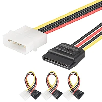 Abbildung von J&amp;D [3er Packung] SATA 15 pin auf 4 LP4 Molex Stromleitungsadapter 15cm