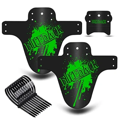 Abbildung von NICEDACK MTB Schutzbleche,Fahrrad Mudguard 2 Stücke Mud Guard Mountainbike Hinten und Vorne Schlamm schaber Spritzschutz (A Schutzbleche, A Grün)