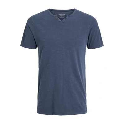 Abbildung von Jack &amp; Jones Jjesplit NECK SS NOOS Tshirt basic, Herren, Größe: Small, Navy
