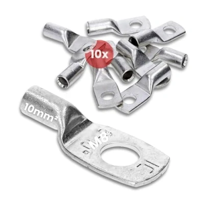 Abbildung von 10 Stück Kalitec HR10 8 Handelsübliche Rohrkabelschuhe 10mm² M8 I ohne Sichtloch Made in Germany