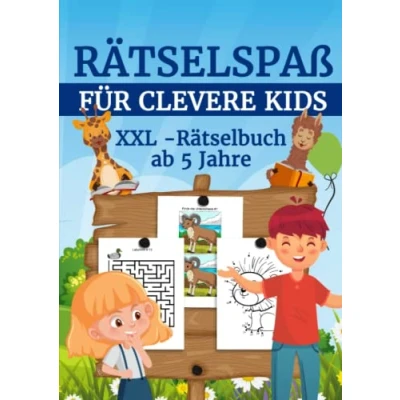 Abbildung von Rätselspaß für clevere Kids XXL Rätselbuch ab 5 Jahre Rätselblock mit Vorschulübungen Labyrinthe Fehlersuche Sudoku und vieles mehr großes A4 Format Mädchen Jungen