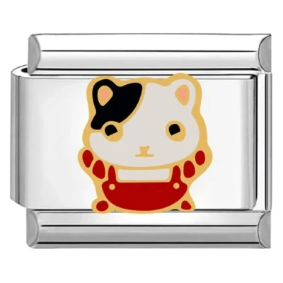 Abbildung von Quiges 9mm Italian Style Charm Modul Edelstahl Cartoon Katze für Italienische Armbänder