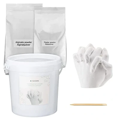Abbildung von Navaris 3D Abformset Gips Familie Hände Set Gipsabdruck Abdruck Fuß Hand Pfote Kinder Handabdruck Fußabdruck pH neutral hautverträglich