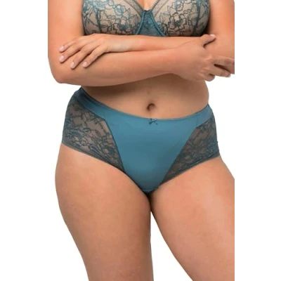 Abbildung von Ulla Popken Floral Sheer Hipster Slip, Damen, Größe: 54/56, Teal