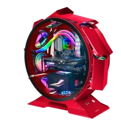 Abbildung von Mars Gaming MCORB Rot, Micro ATX XL PC Gehäuse, Custom Rundes Design, Gehärtetes Doppelglas