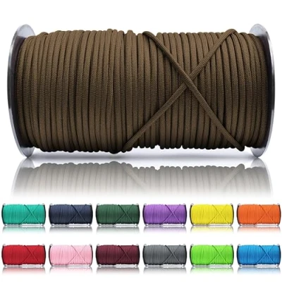Abbildung von Ganzoo Paracord 550 Seil Braun 4mm Schnur Typ 3, Nylon &amp; Polyester, ideal für Basteln von Hundeleine Halsband Armband/Camping Survival und Outdoor 100 Meter Allzweckseil 7 Innenstränge