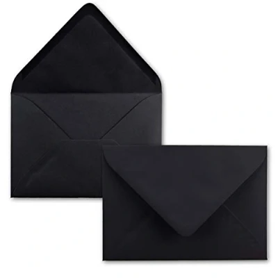 Abbildung von 25 Mini Brief Umschläge Schwarz 5,2 x 7,6 cm Miniatur Kuverts mit Nassklebung für Blumen Grüße, Grußkarten, Anhänger &amp; Geld Geschenke FarbenFroh by GUSTAV NEUSER