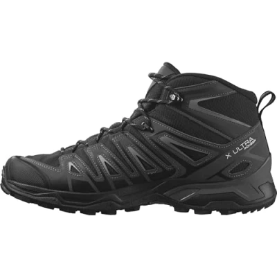 Abbildung von Salomon X Ultra Pioneer Mid Gore Tex Waterproof Men&#039;s Outdoor Shoes, All weather, Secure foothold, and Stable &amp; cushioned, Black, 12.5