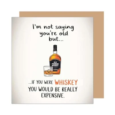 Abbildung von Edition Seidel Premium quadratische Geburtstagskarte mit Umschlag. Glückwunschkarte Happy Birthday Karte Spruch für Mann Frau Freund Freundin Whiskey lustig (GQ410 SW025)