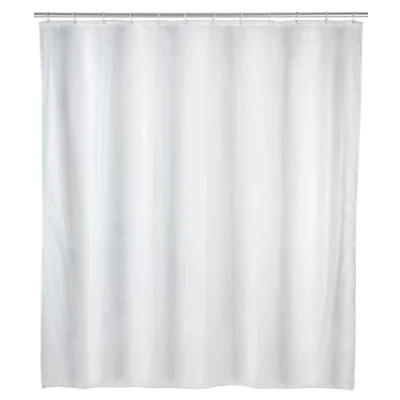 Abbildung von WENKO Anti Schimmel Duschvorhang Weiß, Textil Vorhang mit Antischimmel Effekt fürs Badezimmer, waschbar, wasserabweisend, Ringen zur Befestigung an der Duschstange, 120 x 200 cm