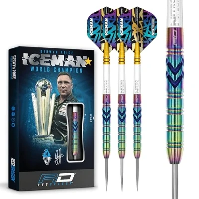 Abbildung von RED DRAGON Gerwyn Iceman Price Ionic 21 Gramm Premium Tungsten Darts Set mit Flights und Stielen