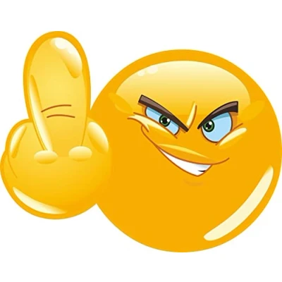 Abbildung von 1 Aufkleber Smiley Mittelfinger I kfz_006 9 cm Ø Stinkefinger Emoji Sticker für Motorrad Mofa Roller Notebook Laptop Auto außenklebend