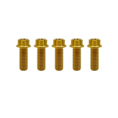 Abbildung von RISON Titanium Titanschrauben M6x1.0x18mm, 5 Stück Flanschschraube Torx Kopf Flansch Schrauben Sechskantschrauben Gewindeschrauben GR5 Titanbolzen Befestigungen für Motorräder Fahrrad Auto