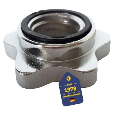 Abbildung von Best Sporting Sternverschluss für Hantelstangen I 1 Stück, 2 Stück oder 4 Profi Sternverschlüsse mit 30/31 mm leichte Anbringung verchromt Hantelklemmen