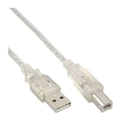 Abbildung von InLine 34557T USB 2.0 Kabel, A an B, transparent, 7m, 1 Stück