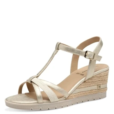 Abbildung von s.Oliver Damen Sandalen mit Keilabsatz verstellbarem Riemchen Sommer, Gold (Champagne Comb), 39 EU