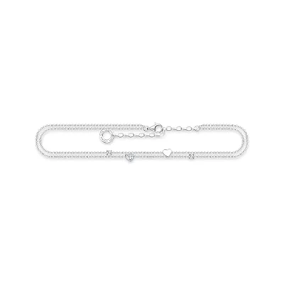 Abbildung von Thomas Sabo Fußkette mit Herzen und weiße Steine 925 Silber AK0040 051 14