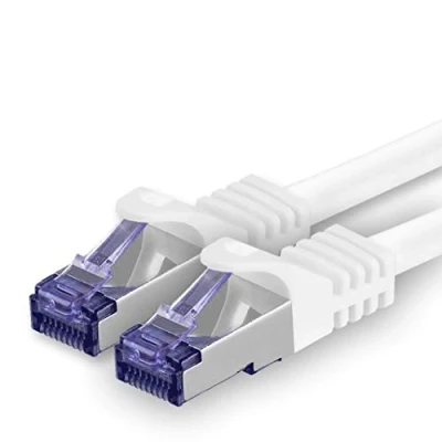 Abbildung von 1aTTack.de Cat.7 Netzwerkkabel 5m Weiß 1 Stück Cat7 Patchkabel (SFTP/PIMF/LSZH) Rohkabel 10 Gb/s mit Rj 45 Stecker Cat.6a x 5 Meter