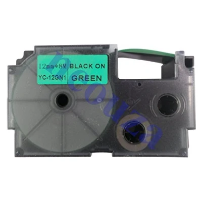 Abbildung von Casio EZ Label Printer XR 12GN1 Schriftband selbsthaftend 12 mm x 8,0 m schwarz auf gün