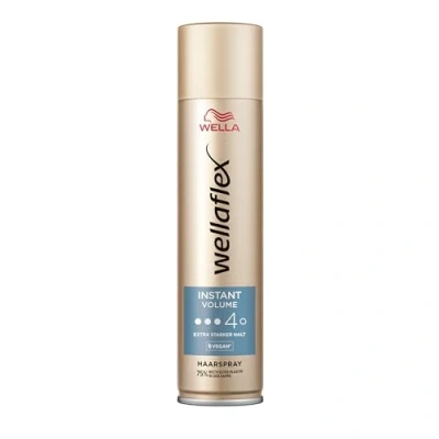 Abbildung von Wellaflex Instant Volume Haarspray für Frauen Bis zu 48 Std. extra starker Halt Voluminöses Styling Sanft zur Kopfhaut, dermatologisch getestet Vegane Formel Haltegrad 4 250ml