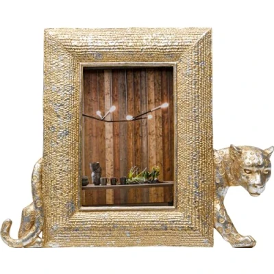 Abbildung von Kare Design Bilderrahmen Leopard, Gold, Handbemalt, Standbilderrahmen, jedes Stück ein Unikat, 12.70 17.78cm Passepartou, Geschenkidee, Dekoobjekt, Wohnzimmer, Wanddeko, 25x28.5x4.5cm (H/B/T)
