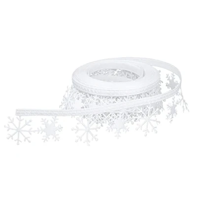 Abbildung von Ideen mit Herz Deko Zierband auf Rolle 4 m lang weiß selbstklebend Satin Optik Girlande Weihnachtsdeko (Eiskristalle Schneeflocken 3 cm breit)