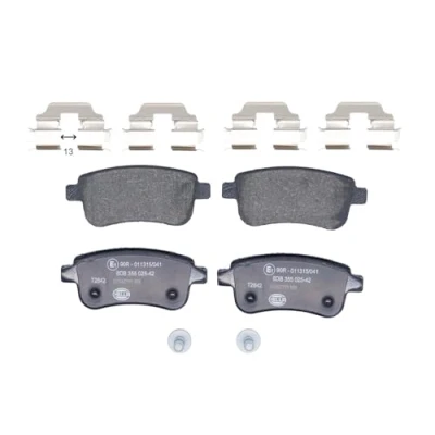 Abbildung von HELLA 8DB 355 025 421 Bremsbelagsatz nicht für Verschleißwarnanzeiger vorbereitet mit Bremssattelschrauben Zubehör RENAULT: SCENIC 3