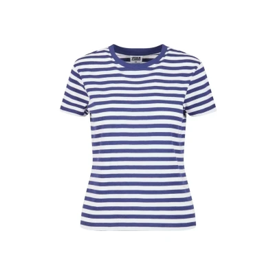 Abbildung von Urban Classics Regular Striped TEE Tshirt print, Damen, Größe: XS, White darkblue