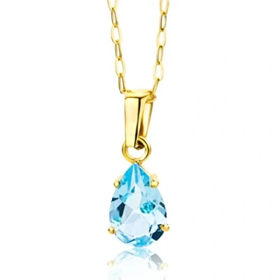 Abbildung von MIORE Schmuck, Goldkette Damen, Topas Edelstein Kette mit Kettenanhänger Gold, Gliederkette Gold 9 Karat 375 Gelbgold, 45 cm lang, Halskette Damen